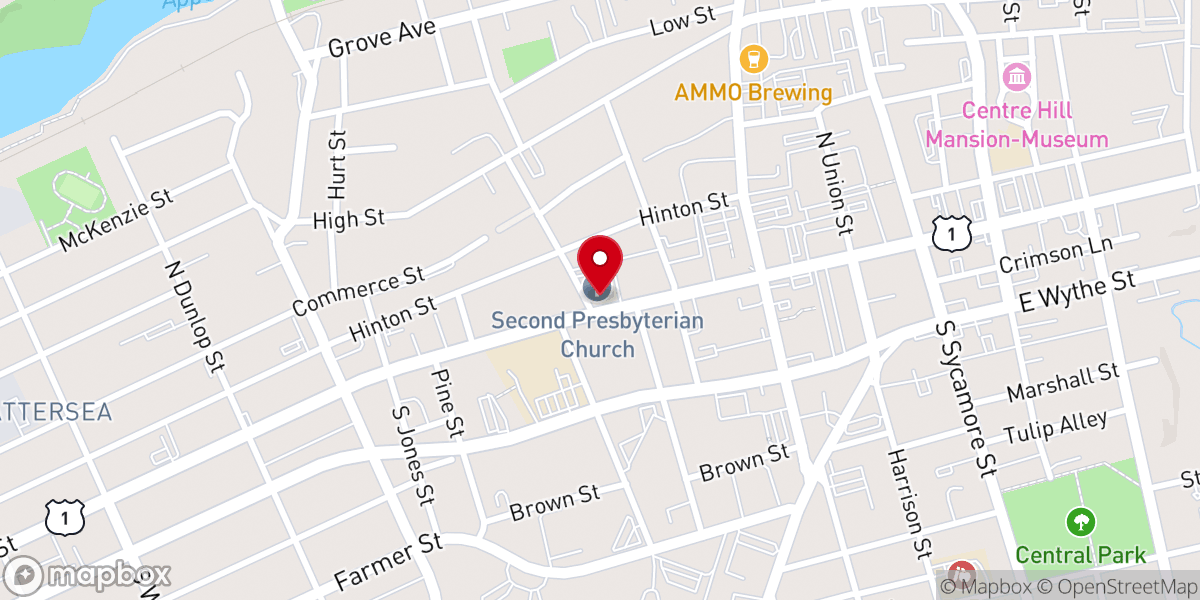 Map showing location of Second Presbyterian Church