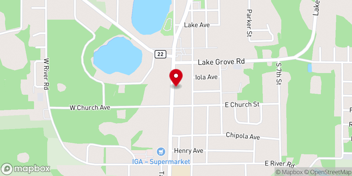 Map showing location of First Presbyterian Church