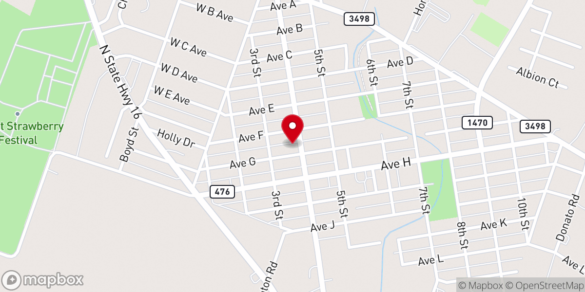 Map showing location of First Methodist Church of Poteet