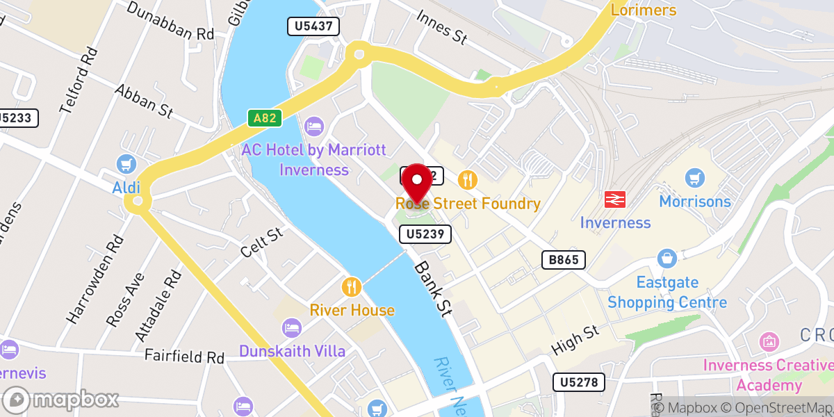 Map showing location of Old High Church