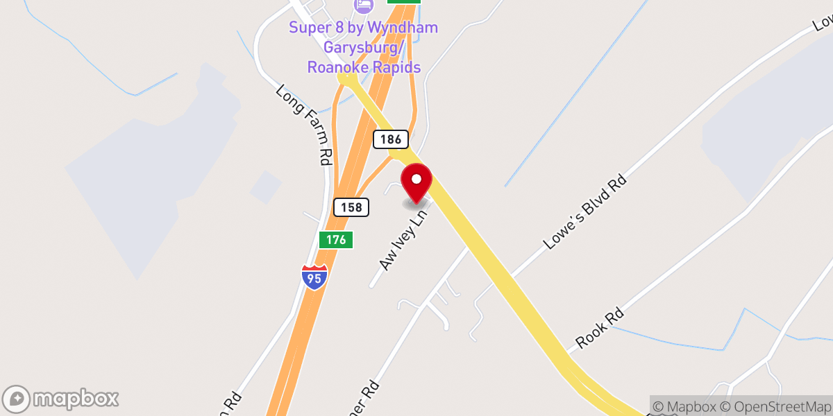 Map showing location of Oak Grove Baptist Church