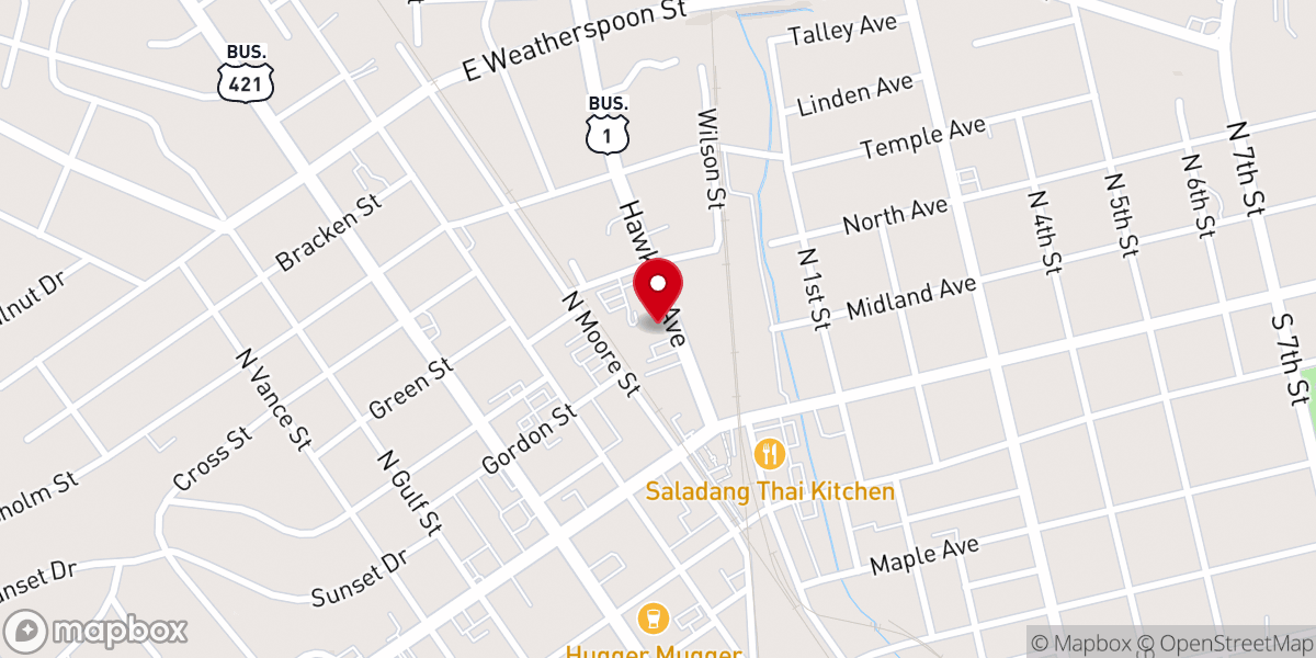Map showing location of First Presbyterian Church