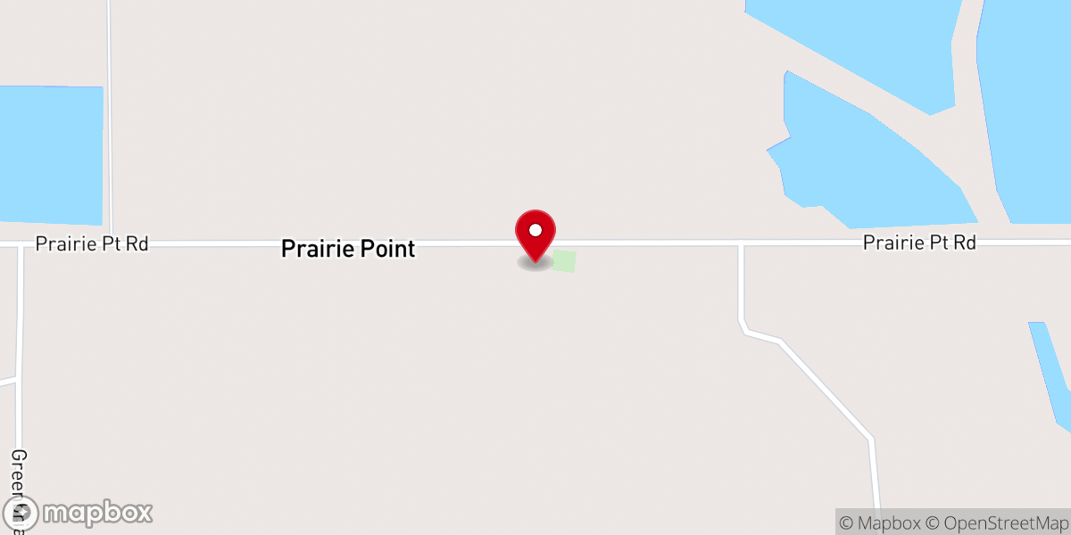 Map showing location of Prairie Point M.B. Church