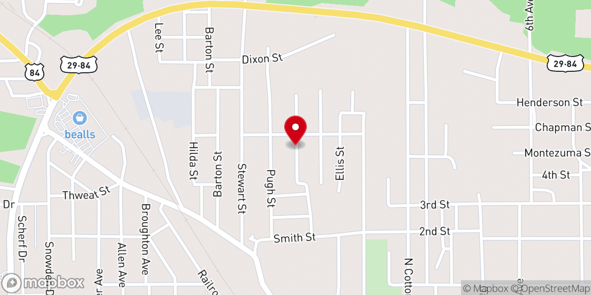 Map showing location of Northside Baptist Church