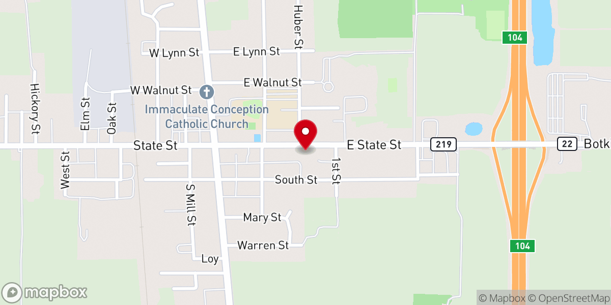 Map showing location of St Paul Lutheran Church