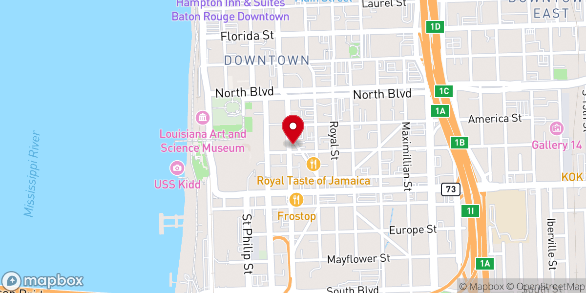 Map showing location of Arts Council of Greater Baton Rouge