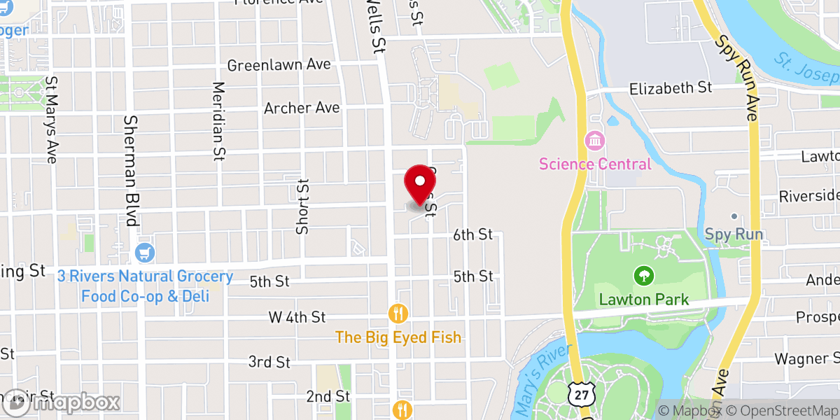 Map showing location of Mission Church Fort Wayne