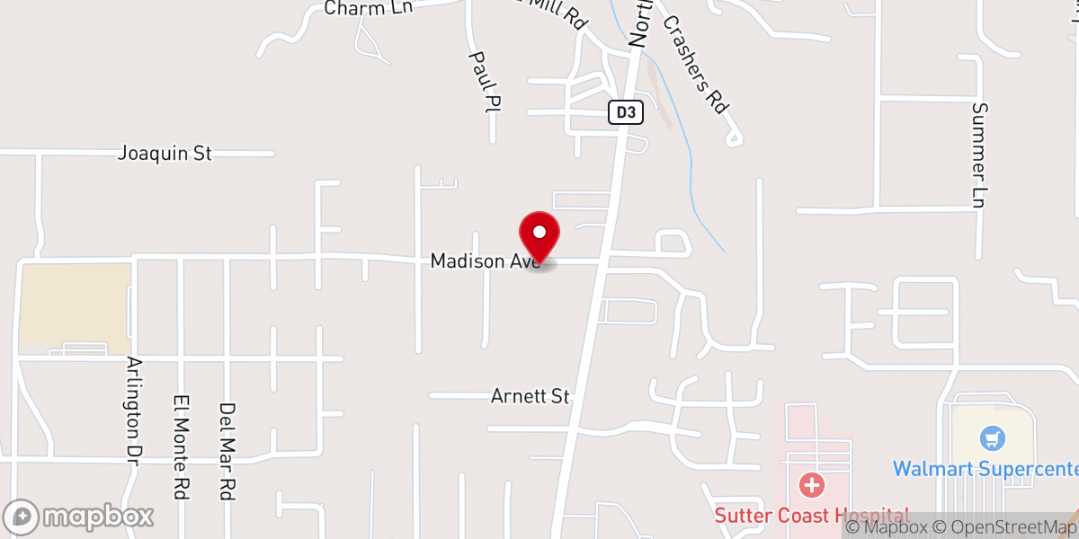 Map showing location of Crescent City Seventh-day Adventist Church