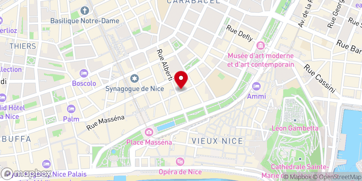 Map showing location of temple vaudois de Nice