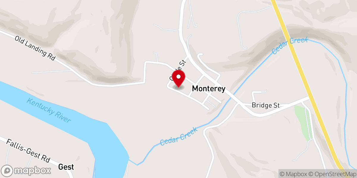 Map showing location of Monterey Baptist Church