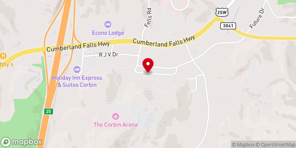 Map showing location of The Corbin Center
