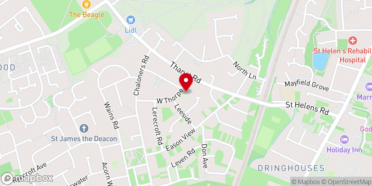 Map showing location of West Thorpe Methodist Church