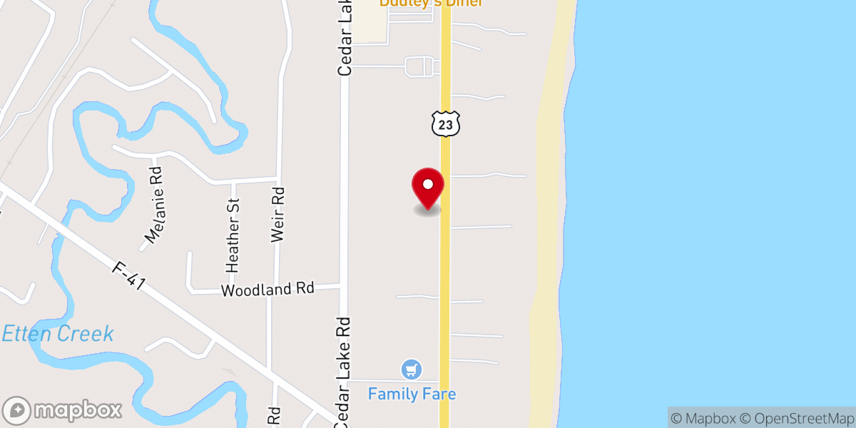 Map showing location of Oscoda Assembly of God