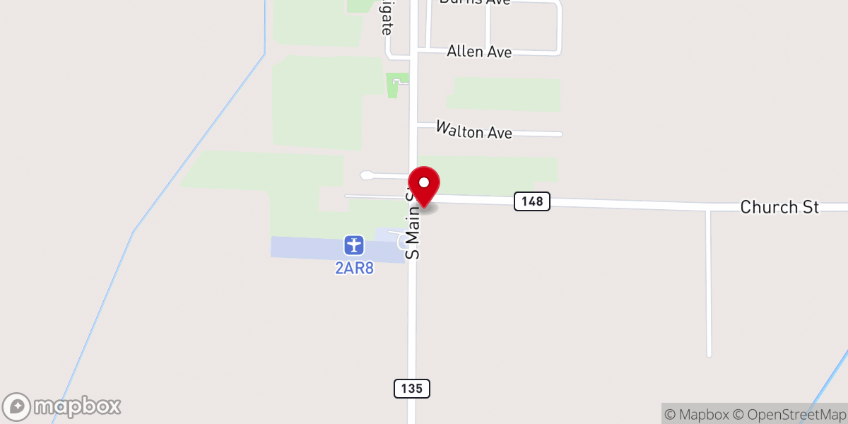 Map showing location of Black Oak Church of Christ