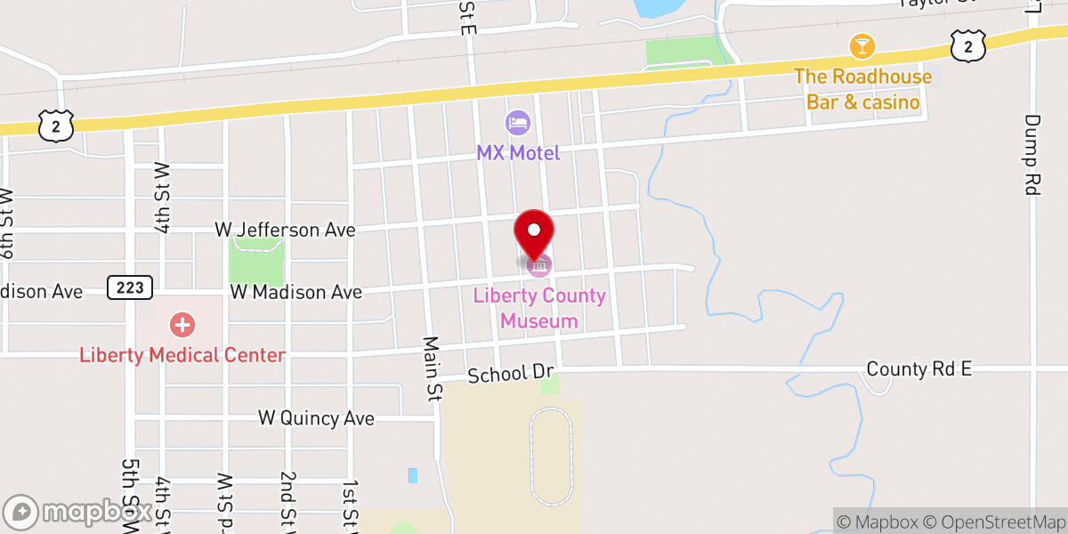 Map showing location of Liberty County Museum