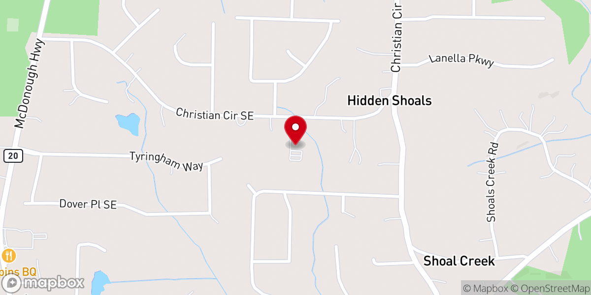 Map showing location of Fellowship Church Conyers