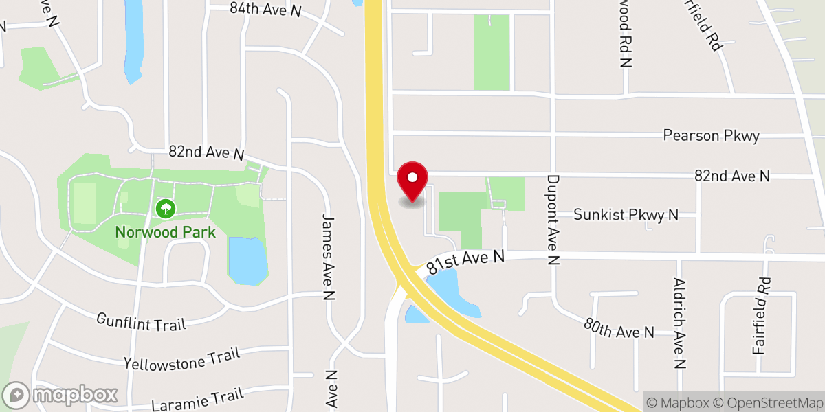 Map showing location of Discover Church Brooklyn Park