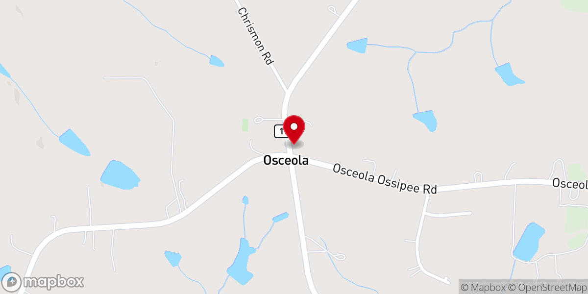 Map showing location of Osceola Baptist Church
