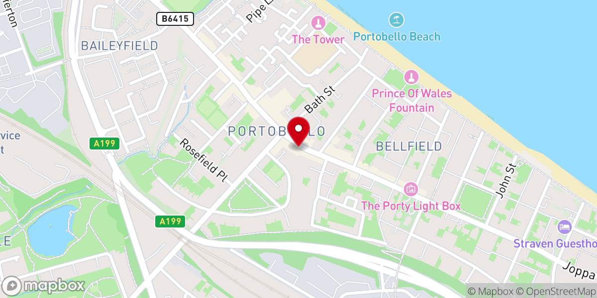 Map showing location of Portobello Baptist Church