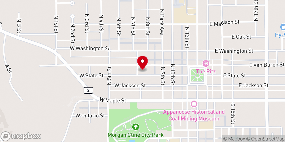 Map showing location of First Baptist Church