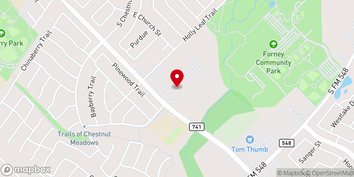 Map showing location of First Baptist Church Forney