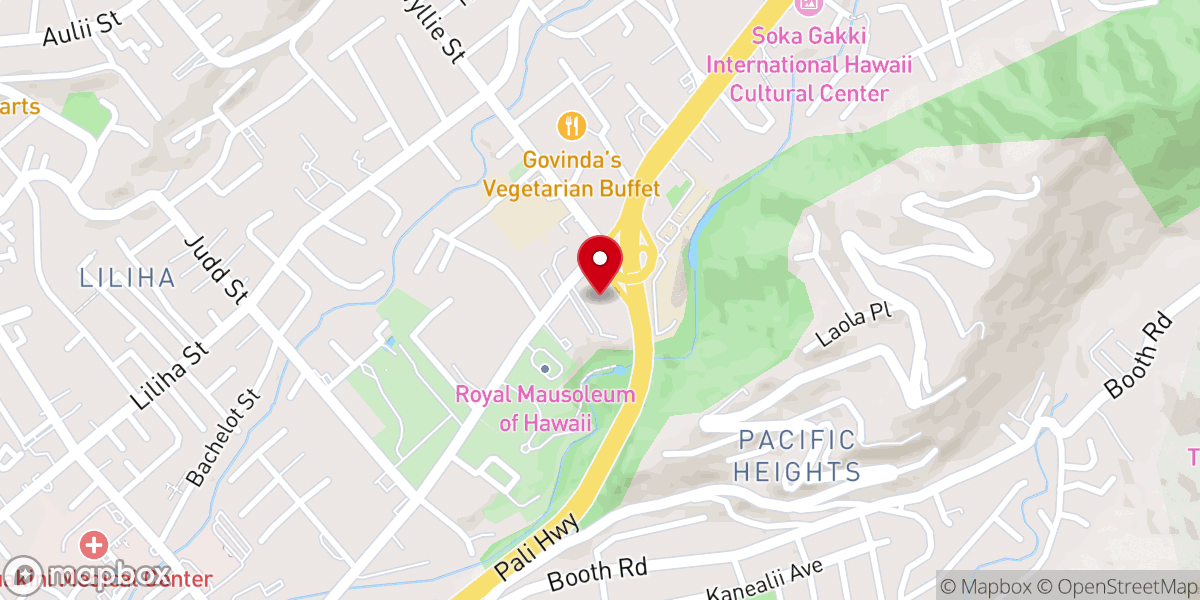 Map showing location of Community Church of Honolulu