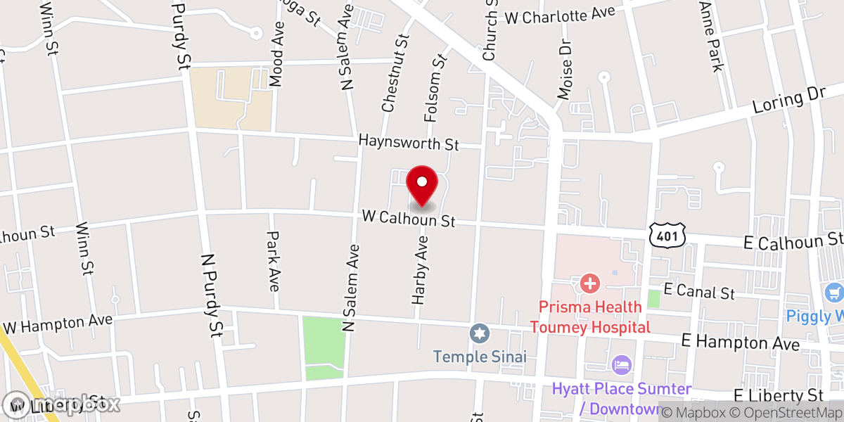 Map showing location of Grace Baptist Church
