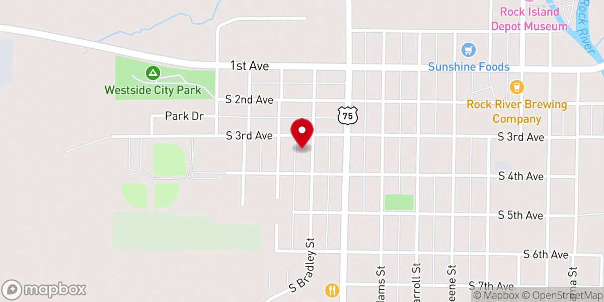 Map showing location of Christian Reformed Church