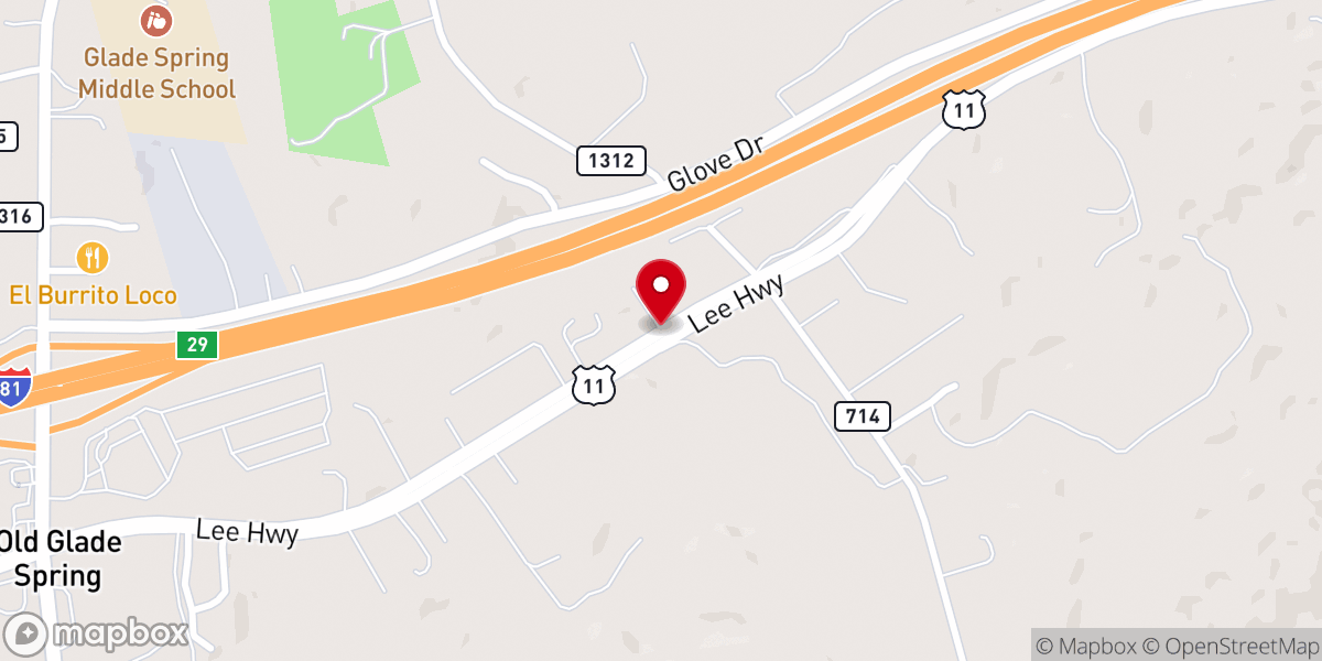 Map showing location of Landmark Baptist Church