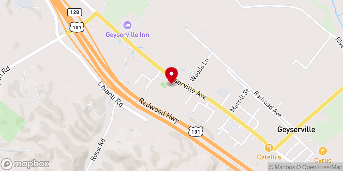 Map showing location of Geyserville Elementary School - Food Distribution Center