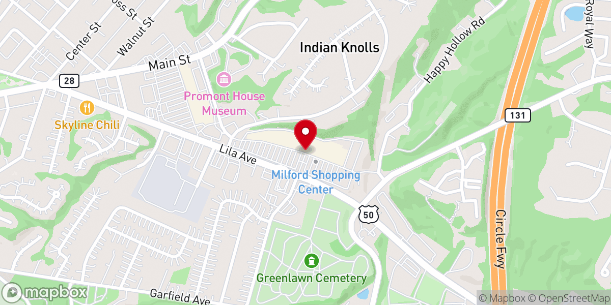 Map showing location of Milford Shopping Center