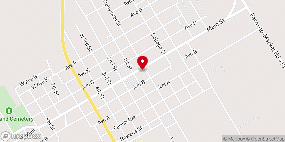 Map showing location of Rosebud Church of Christ
