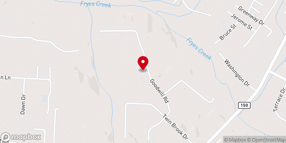Map showing location of Goodwill Baptist Church