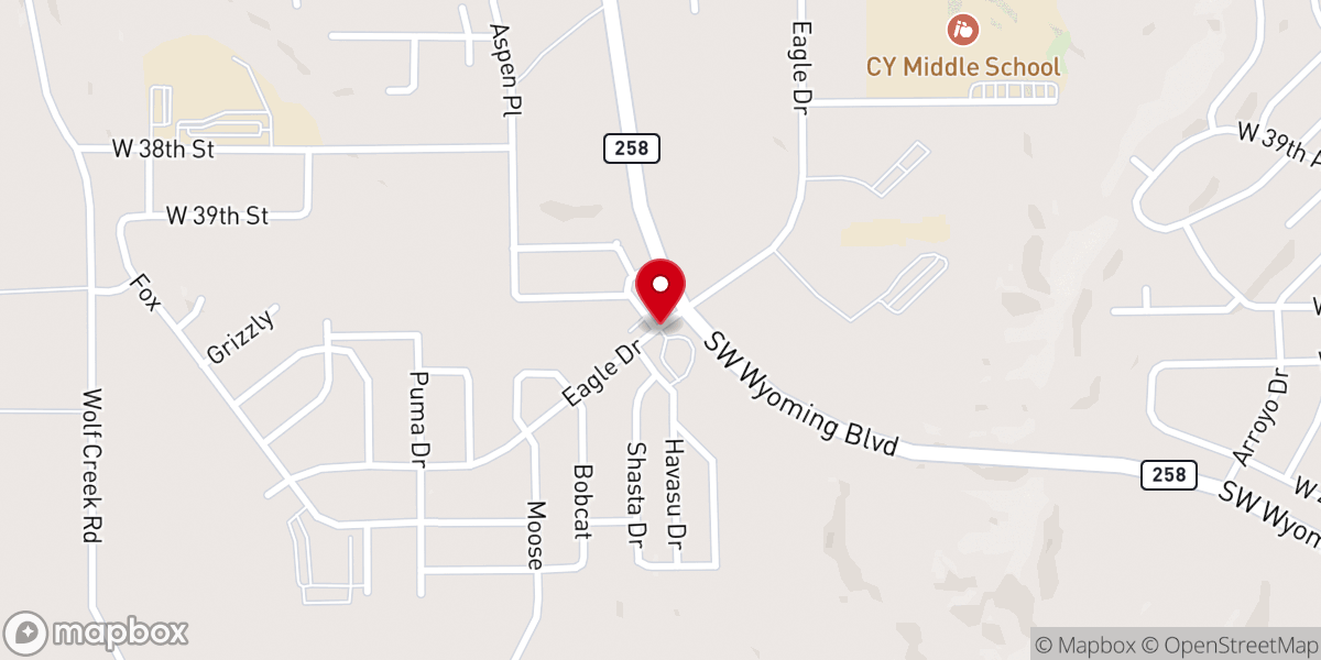 Map showing location of Casper Wyoming Temple
