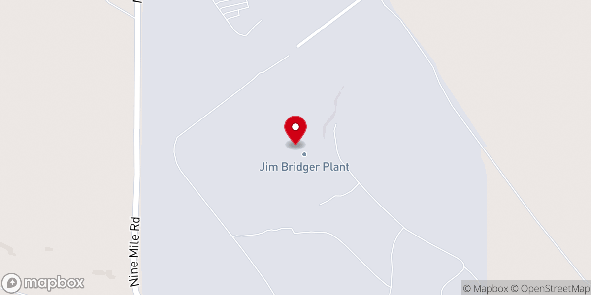 Map showing location of Jim Bridger Power Plant