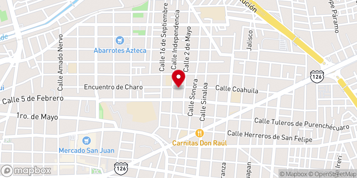 Map showing location of Parroquia de San Miguel Arcángel