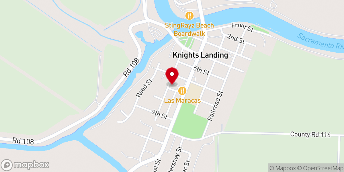 Map showing location of Knights Landing Community Center