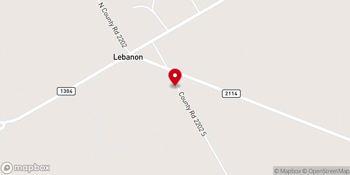Map showing location of Lebanon Church