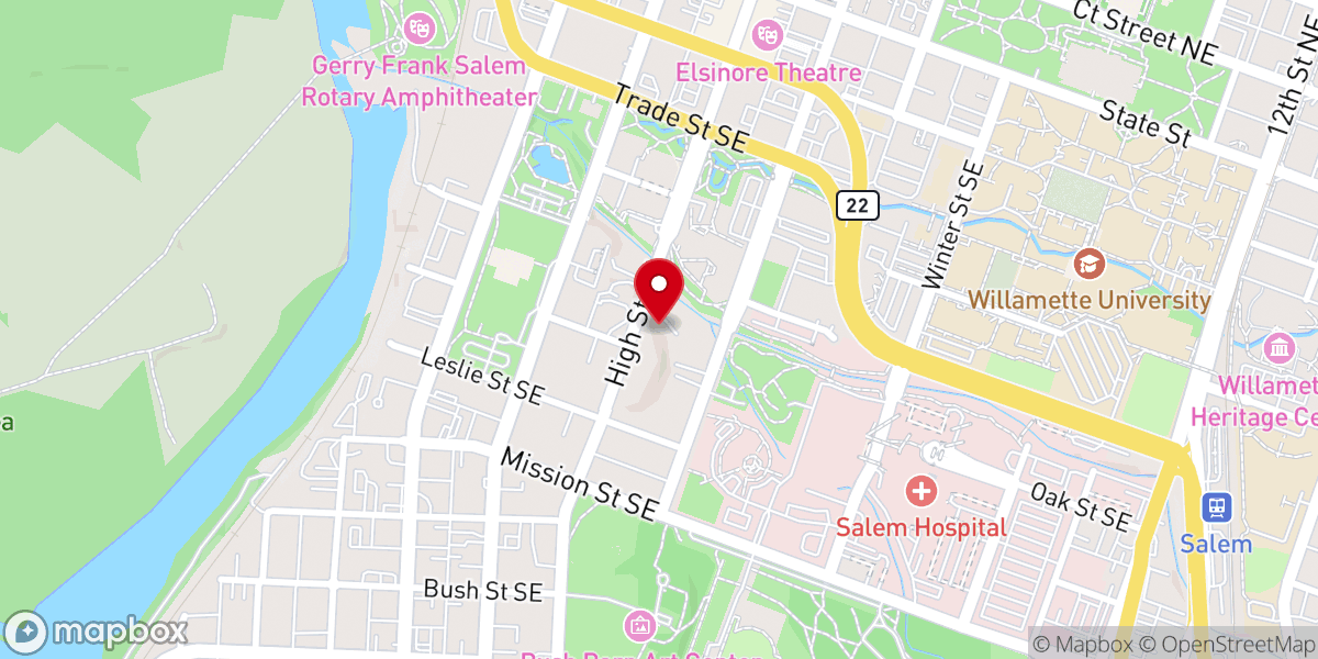 Map showing location of Woodland Chapel Center For Spiritual Living