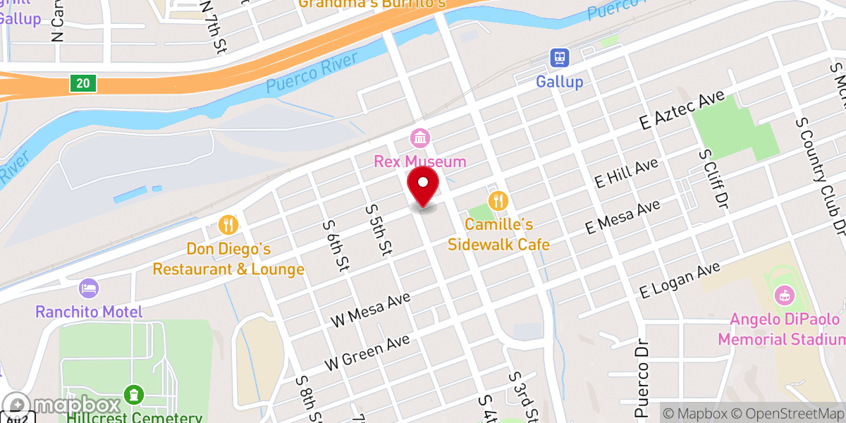 Map showing location of First Financial Credit Union - Downtown Gallup