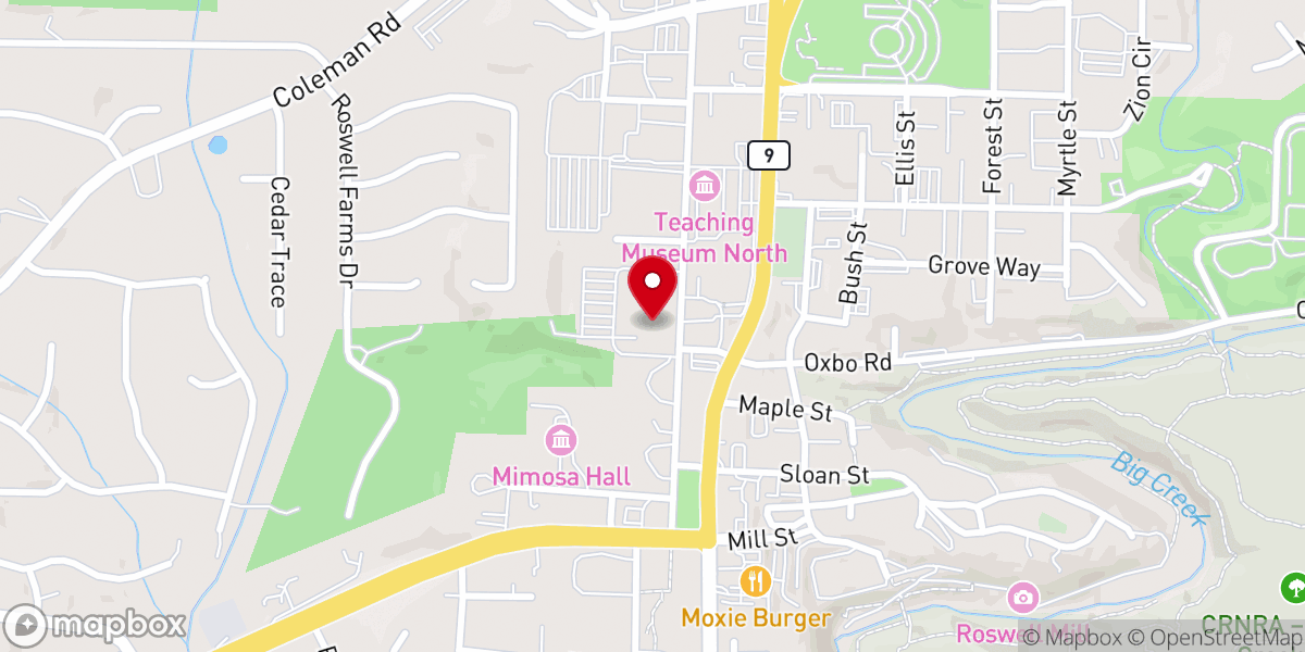 Map showing location of Roswell First Baptist Kindergarten