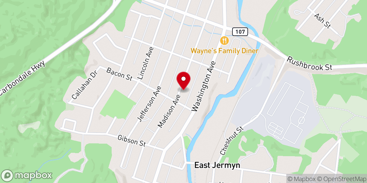 Map showing location of Calvary Bible Church of Jermyn