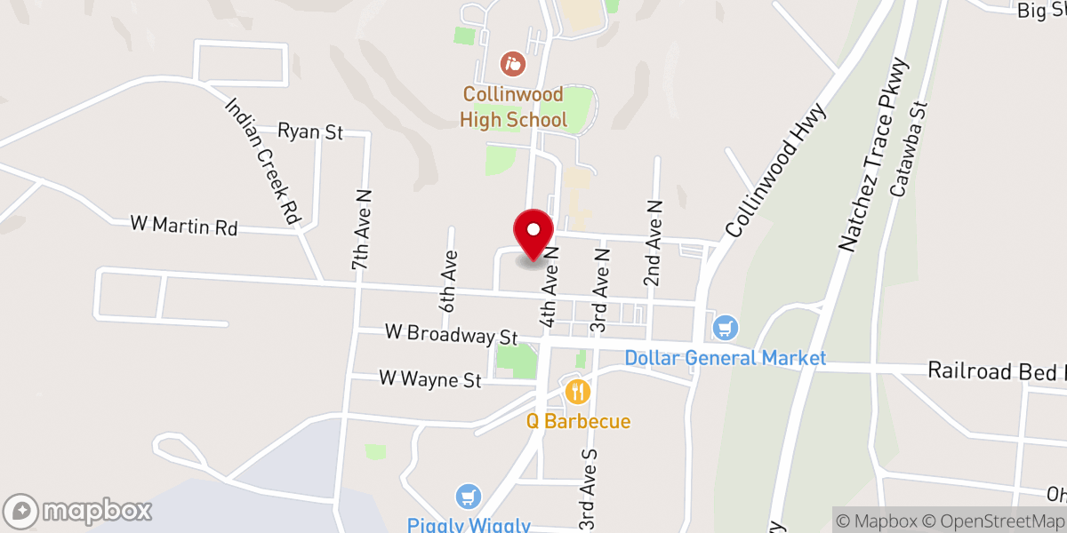 Map showing location of Collinwood United Methodist Church