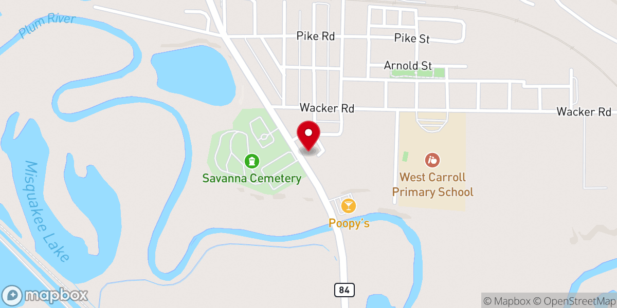 Map showing location of Calvary Baptist Church