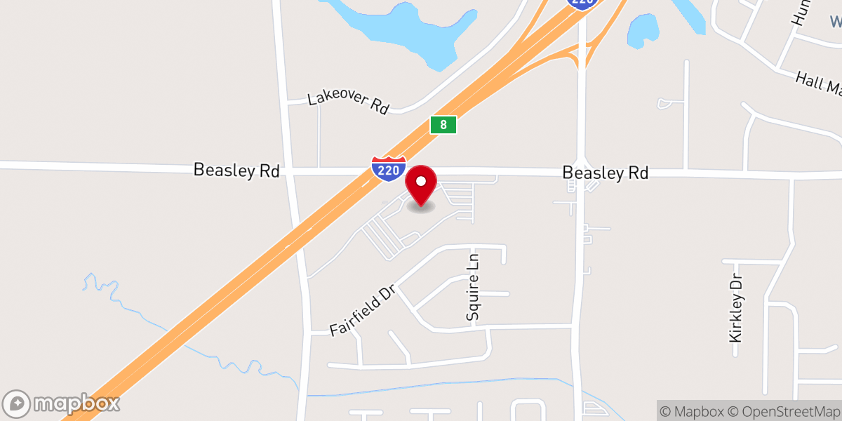 Map showing location of New Hope Baptist Church