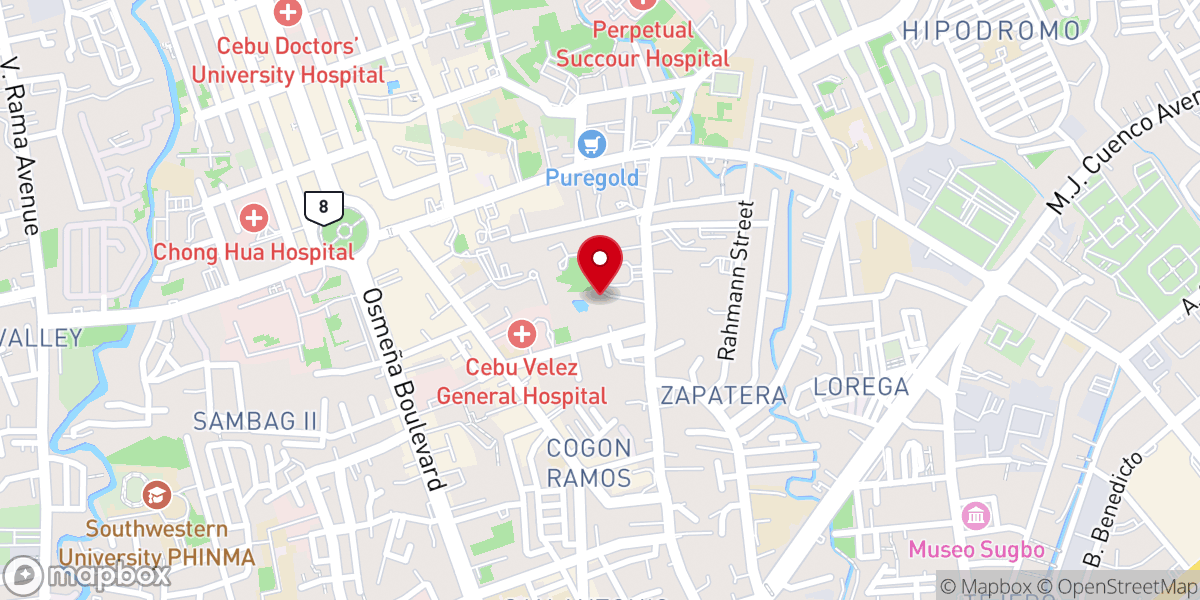 Map showing location of Cebu Archdiocesan Shrine of Saint Pedro Calungsod