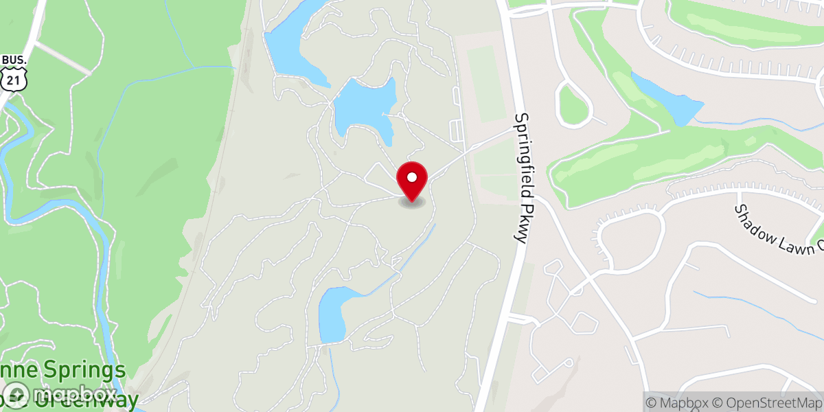 Map showing location of Bob Reid Field Trial Barn at the Anne Springs Close Greenway