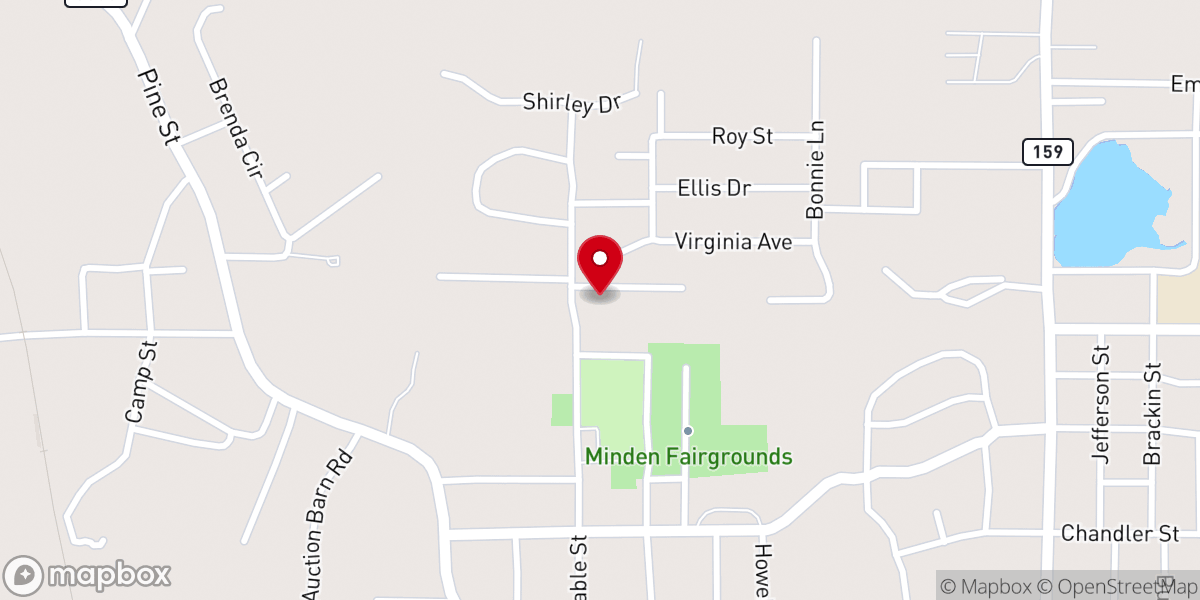 Map showing location of Christian Church at Minden