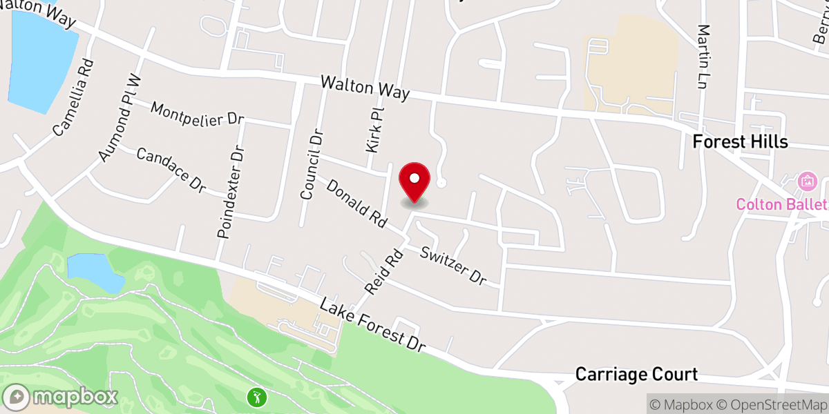 Map showing location of Piney Grove Forest Hills Baptist Church