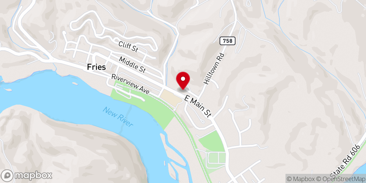 Map showing location of Fries United Methodist Church